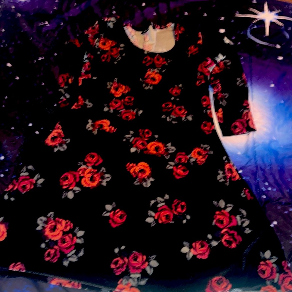 Black with roses dress. Very soft on the outside.